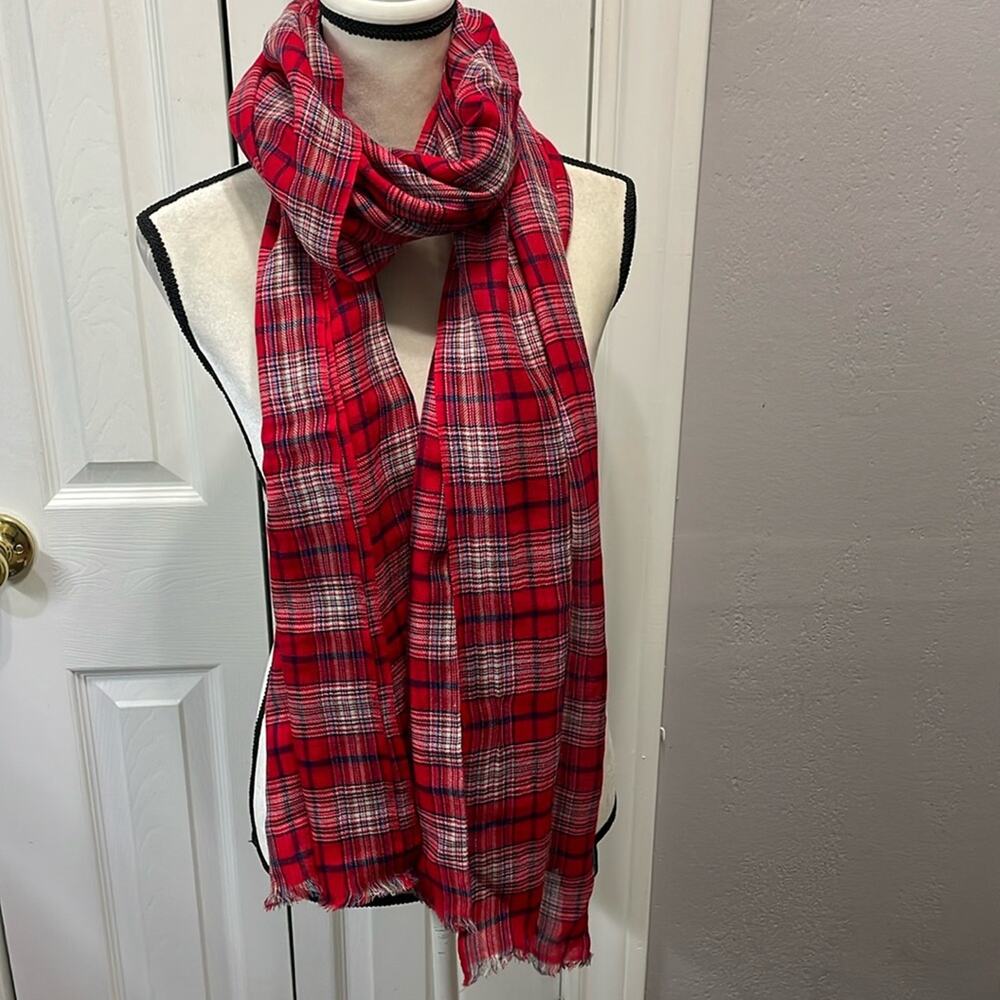 Isabel Marant Wool Scarf‎ Red Plaid New Lightweight Luxury - Picture 2 of 4